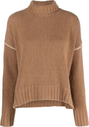 Wool Cable` Turtleneck