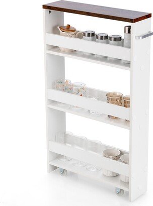 Rolling Kitchen Slim Storage Cart Mobile Shelving Organizer w/ Handle