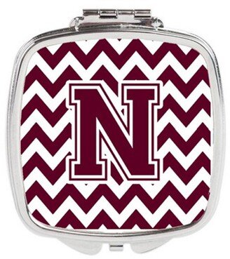 CJ1051-NSCM Letter N Chevron Maroon & White Compact Mirror, 3 x 0.3 x 2.75 in.