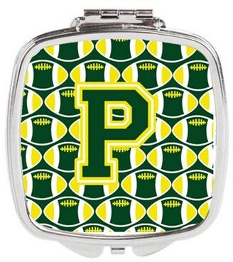 CJ1075-PSCM Letter P Football Green & Yellow Compact Mirror