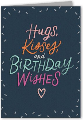 Birthday Greeting Cards: Sprinkled Kisses Birthday Card, Blue, 5X7, Pearl Shimmer Cardstock, Square