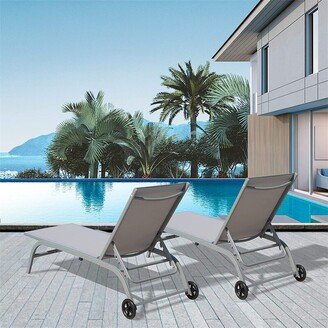 IGEMAN Outdoor Lounge Chairs with 5 Adjustable Position, Pool Lounge Chairs for Patio, Beach, Yard, Deck, Poolside-AA