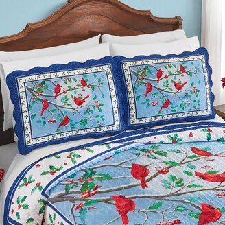 Collections Etc Cardinals On Branch Winter Holly Pillow Sham