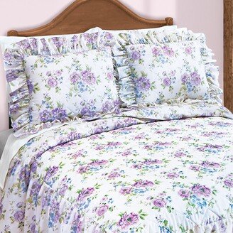 Collections Etc Andrea Purple Floral Ruffled Pillow Sham