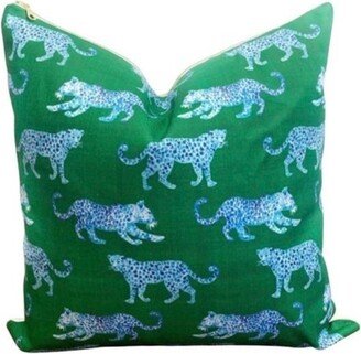 Cover Only | Green & Blue Leopards By Danika Herrick Chinoiserie Pillow