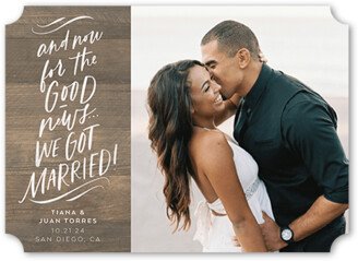 Wedding Announcements: Good News Wedding Announcement, Grey, 5X7, Pearl Shimmer Cardstock, Ticket