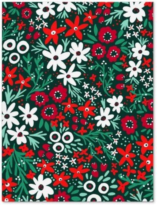 Journals: Rustic Floral - Holiday Red And Green Journal, Green