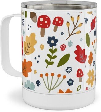 Travel Mugs: Woodland Floral - Multi Stainless Steel Mug, 10Oz, Multicolor