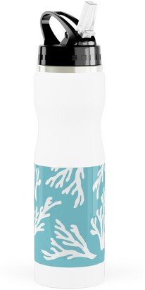 Photo Water Bottles: Coral - Turquoise Stainless Steel Water Bottle With Straw, 25Oz, With Straw, Blue