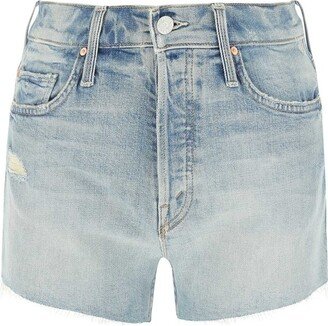 Distressed Frayed Edge Denim Shorts