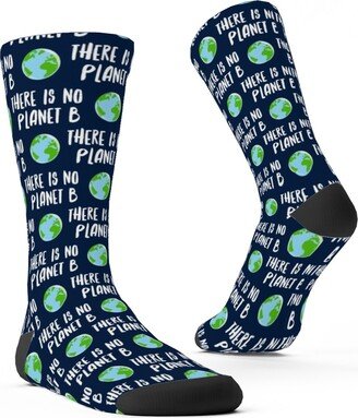 Socks: There Is No Planet B - Earth Navy Custom Socks, Green