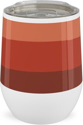 Travel Mugs: Retro Lattice - Mauve Multi Stainless Steel Travel Tumbler, 12Oz, Red