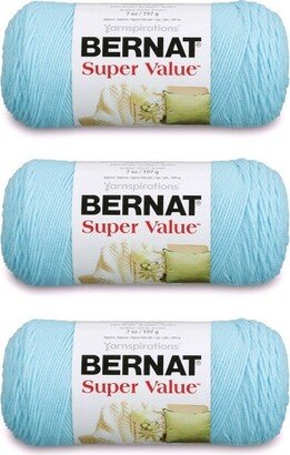 Bernat Super Value Cool Blue Yarn - 3 Pack of 198g/7oz - Acrylic - 4 Medium (Worsted) - 426 Yards - Knitting/Crochet