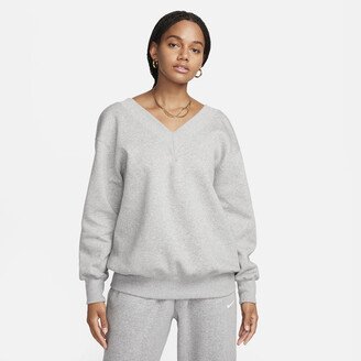 Women's Sportswear Phoenix Fleece Oversized V-Neck Sweatshirt in Grey