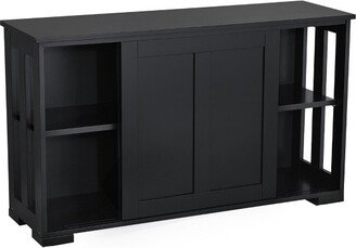 Sideboard Buffet Cabinet with Storage Sliding Door for Kitchen Dining Room, Black