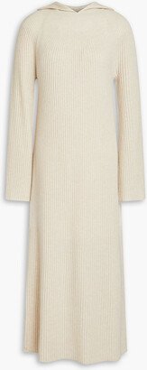 Ribbed wool and cashmere-blend hooded midi dress