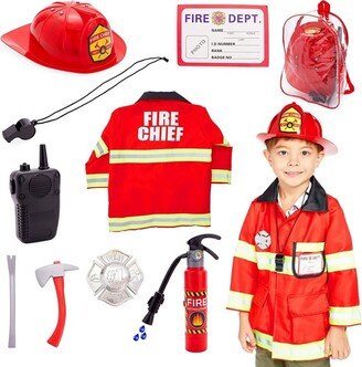 Blue Panda 9 Pieces Fireman Costume for Boys and Girls, Kids Halloween Costume