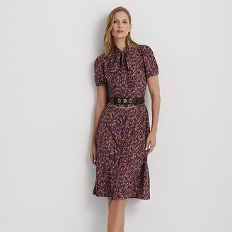 Ralph Lauren Floral Crepe Tie-Neck Shirtdress