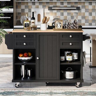 Zeus & Ruta Kitchen Island on 5 wheels with 4 Drawers and 4 adjustable shelves