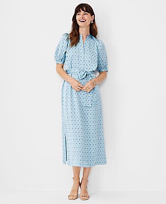 Petite Geo Puff Sleeve Shirtdress