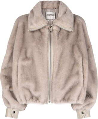 Faux-Fur Zip-Up Jacket-AA