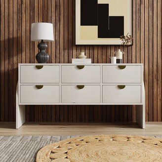 Rubber Wood Three-Drawer Dresser Sideboard Cabinet Ample Storage Spaces