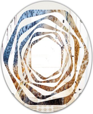 Designart 'China Moss Agate' Printed Modern Round or Oval Wall Mirror - Whirl