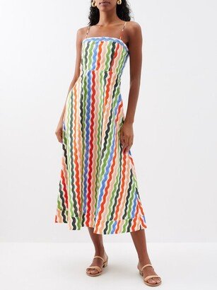 Fran Squiggle-print Cotton Midi-dress