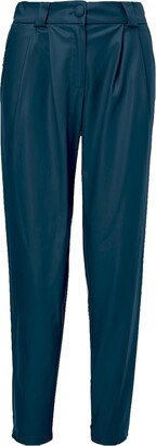 Bluzat Olive Leather High-Waist Slim Fit Trousers