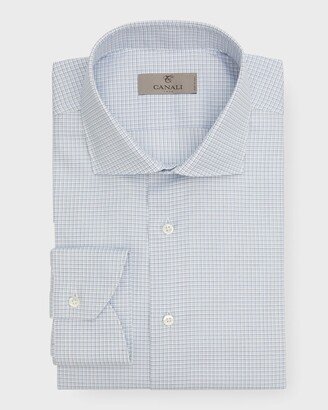 Men's Micro-Check Cotton Dress Shirt-AA