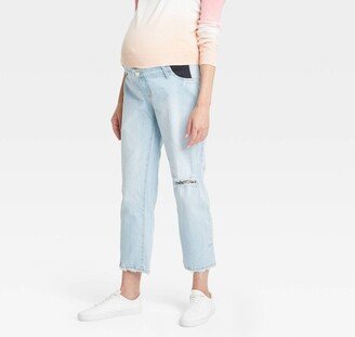 Under Belly Cropped Vintage Straight Maternity Jeans - Isabel Maternity by Ingrid & Isabel™ Light Blue