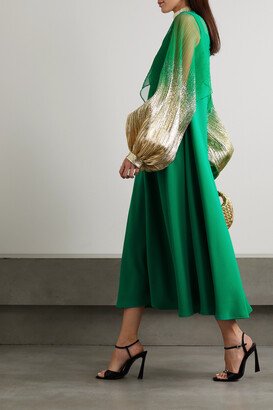 Dima Ayad - Layered Crepe And Metallic Chiffon Gown - Green