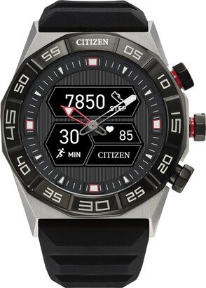 Men's Cz Smart Hybrid Black Silicone Strap Smart Watch 44mm