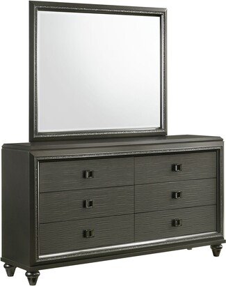 Faris 6-Drawer Dresser with Mirror in Black