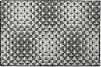 Door Mats: Diamond Pattern - Black And White Door Mat, Black