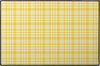 Door Mats: Plaid Pattern Door Mat, Yellow