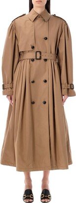 Belted Waist Double Breasted Trench Coat-AA