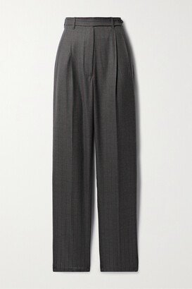 Cornelia Pleated Pinstriped Wool Straight-leg Pants - Gray