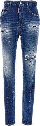 Super Twinky High-Waist Distressed Skinny Jeans