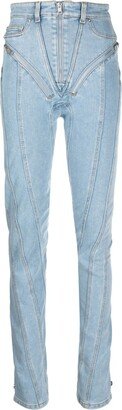 Spiral high-rise zip-embellished skinny jeans