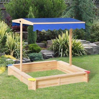 Kids Sandbox with Cover, Outdoor Sandbox with Canopy - 47.25 x 47.25 x 47.25