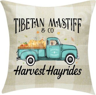 Tibetan Mastiff & Co. Harvest Hayrides Pillow Cover Buffalo Plaid 18 X ~ Only