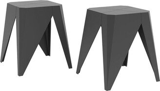 Set Of 2 Indoor/Outdoor Facet Stool/Side Tables