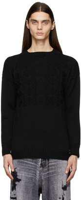 Black Graphic Jacquard Knit Crewneck