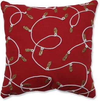 Pillow Perfect Strings of Lights Red 11.5-inch Throw Pillow