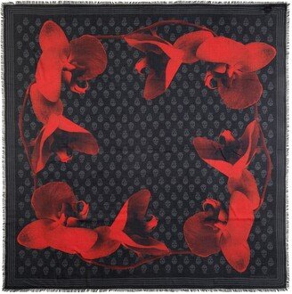 Skull-Motif Graphic-Print Scarf