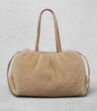 Virgin Wool-Blend Shopper Top-Handle Bag