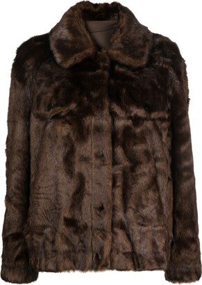 ERMANNO FIRENZE Spread-Collar Faux-Shearling Jacket