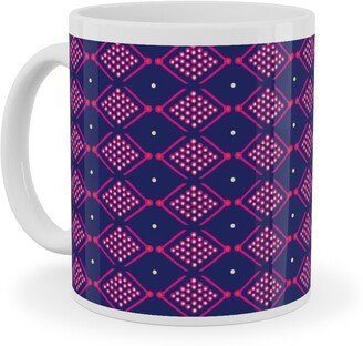 Mugs: Tribal Geometric - Navy And Purple Ceramic Mug, White, 11Oz, Blue