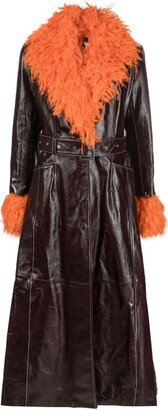 Belted Leather Trench Coat-AH